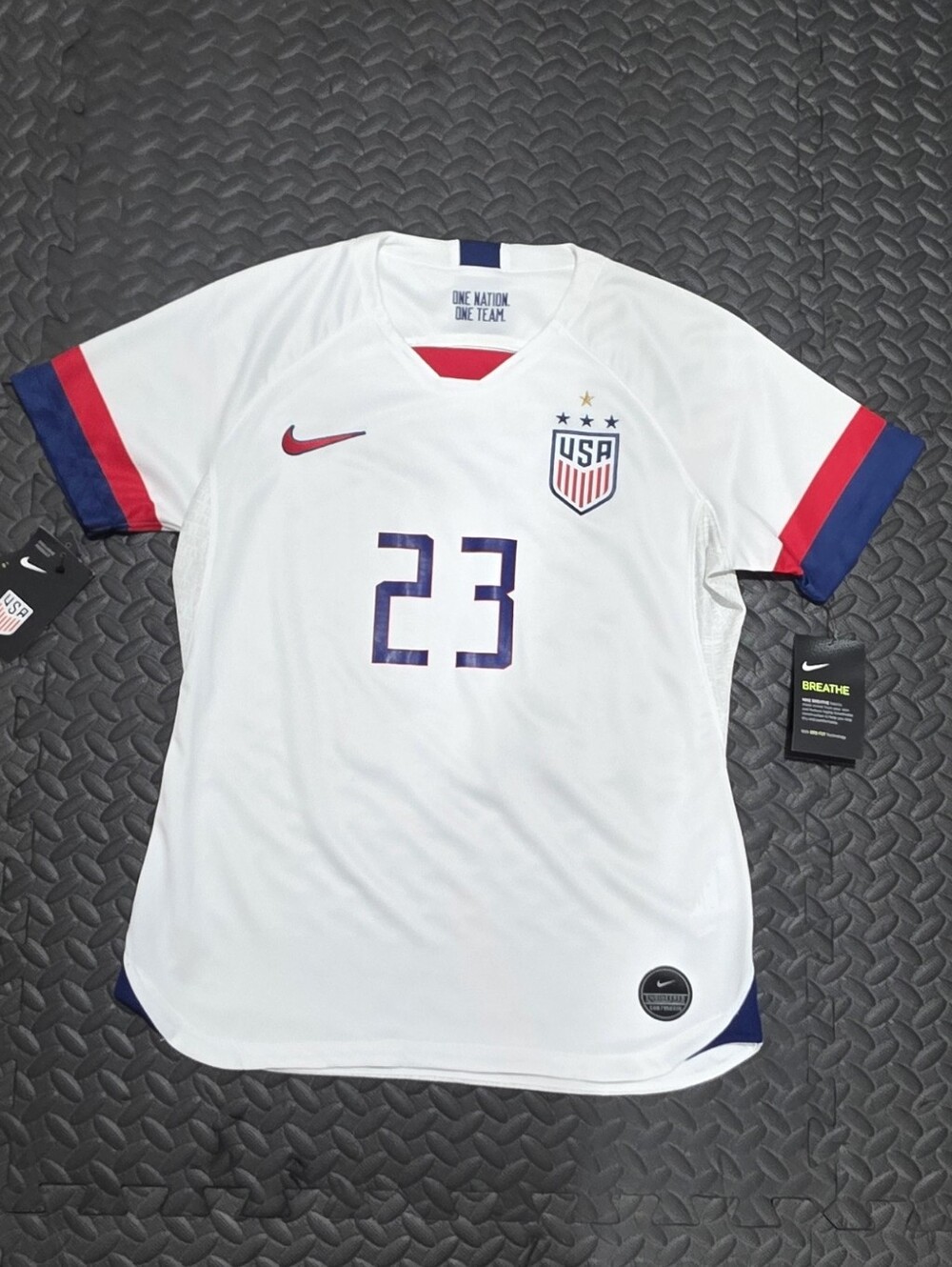 Nike White USA Soccer Jersey with Red & Navy Accents - #23